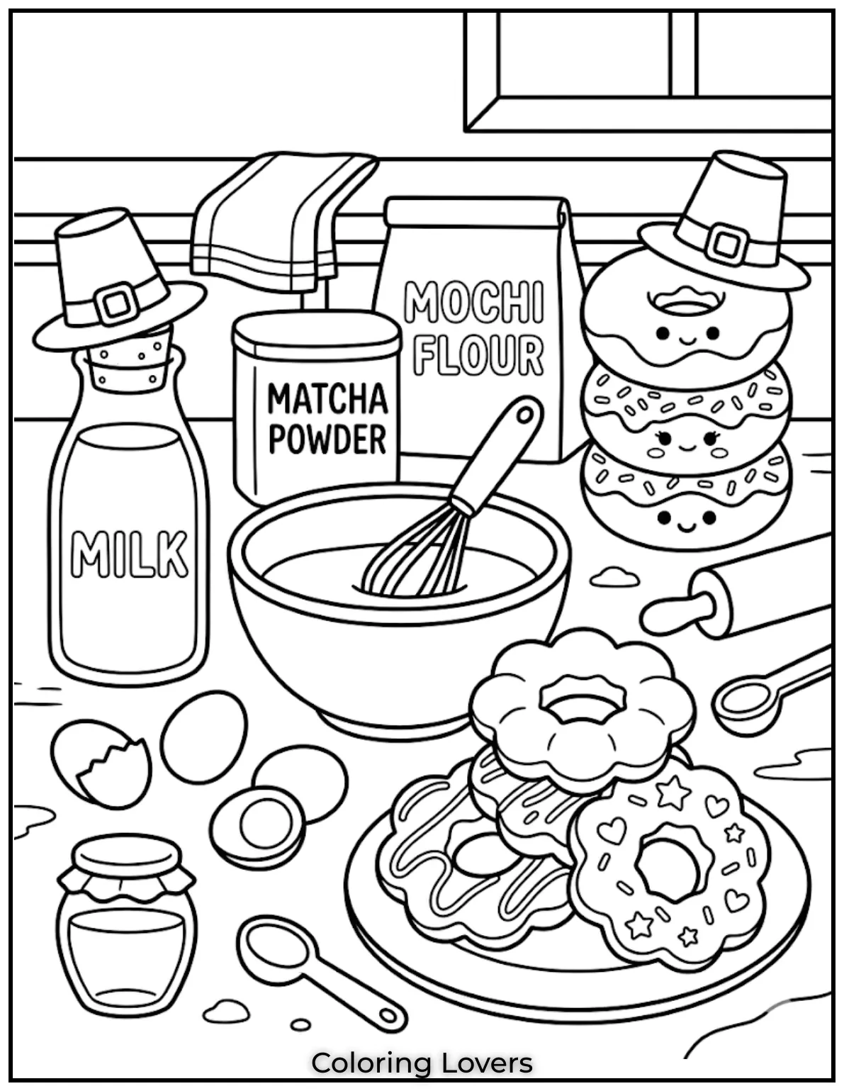 Donut Coloring Pages Kids Will Love Fun Cute Printables 28 Matcha Donut Coloring Page