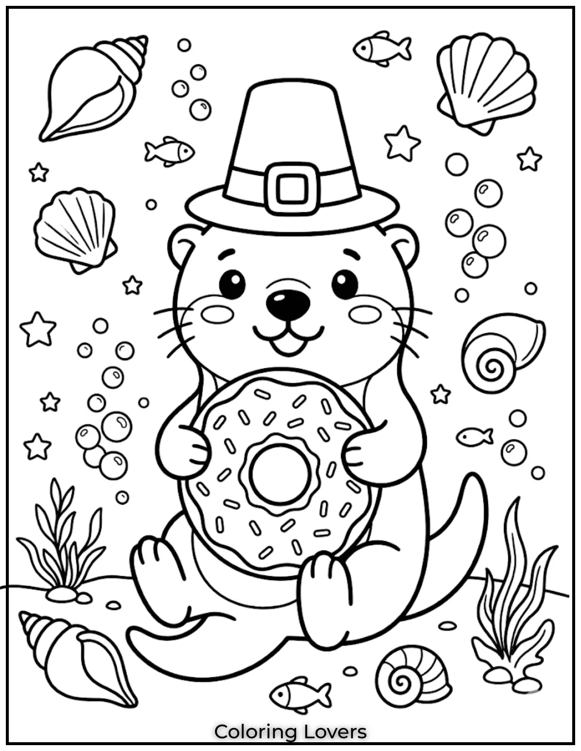 Donut Coloring Pages Kids Will Love Fun Cute Printables 13 Otter Donut Coloring Page