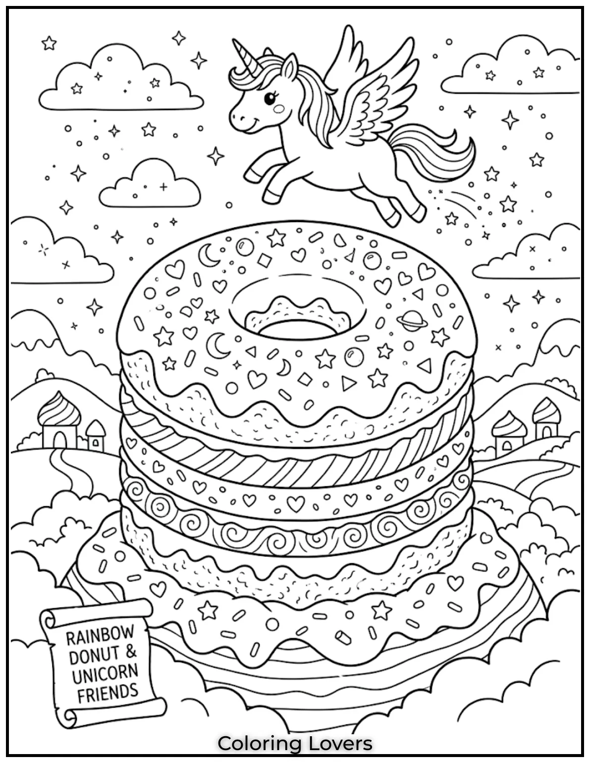 Donut Coloring Pages Kids Will Love Fun Cute Printables 31 Rainbow Donut Coloring Page