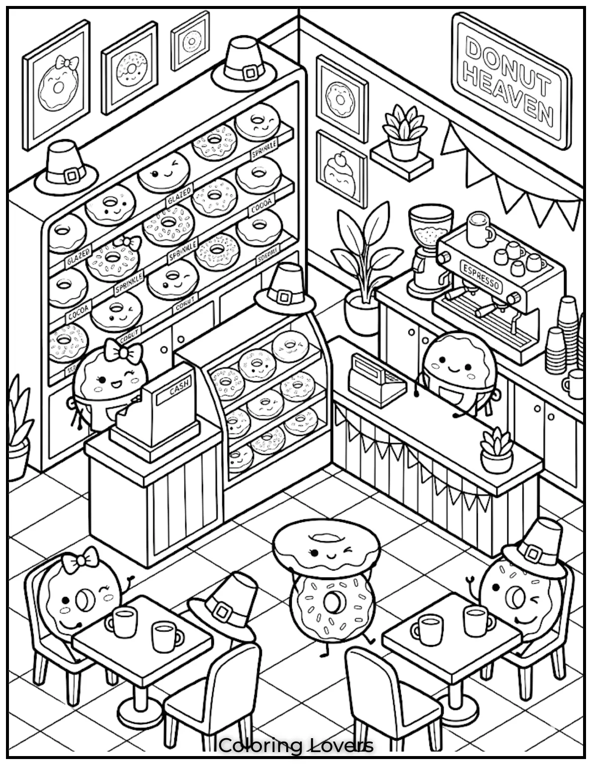 Donut Coloring Pages Kids Will Love Fun Cute Printables 29 Shop Donut Coloring Page