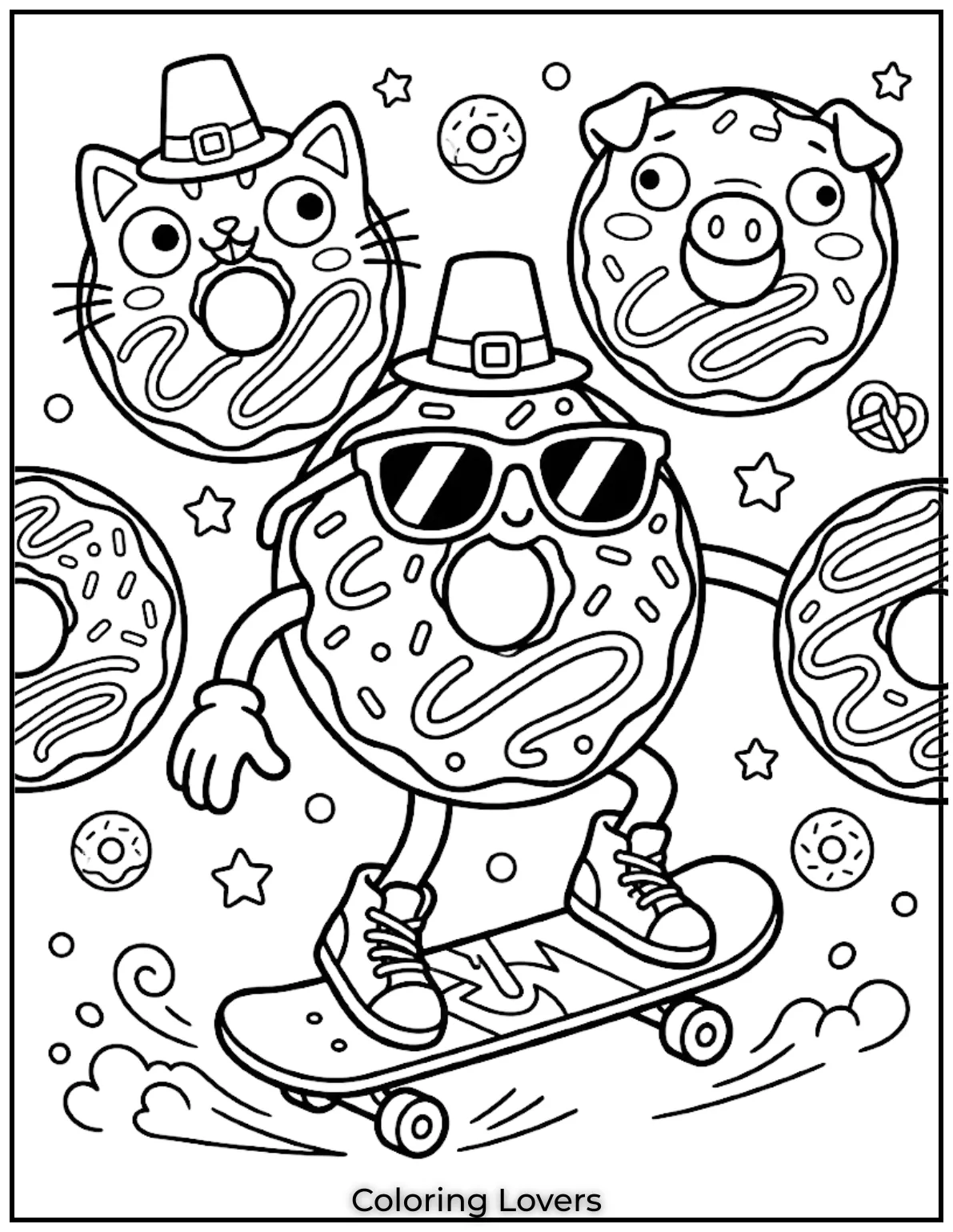 Donut Coloring Pages Kids Will Love Fun Cute Printables 9 Skateboard Donut Coloring Page