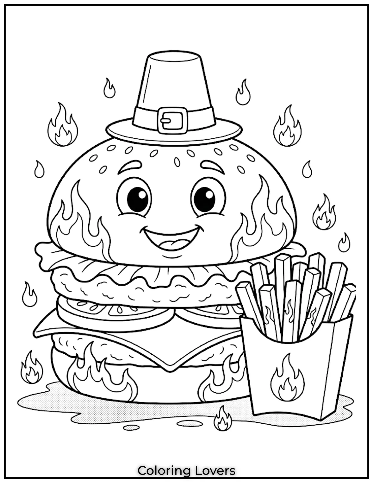 Spicy Flaming Burger With Fries