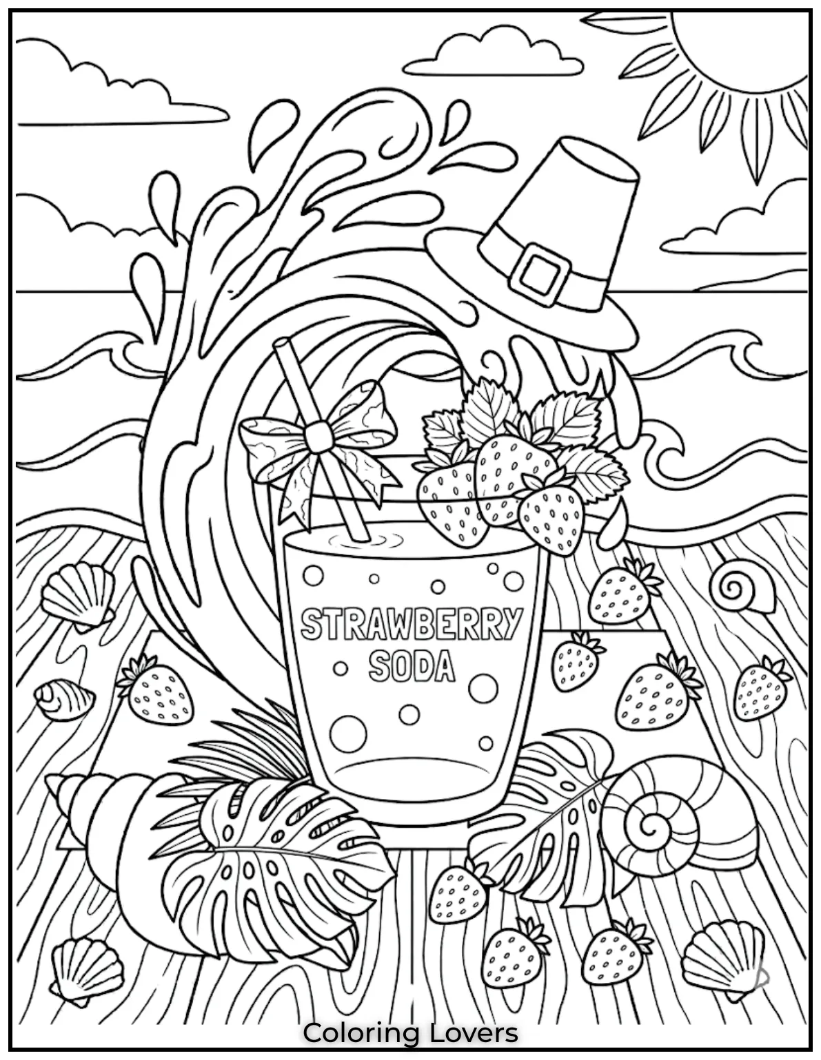 Strawberry Bow SodaSweet strawberry soda glass with big bow straw and fruit details making cute summer drink