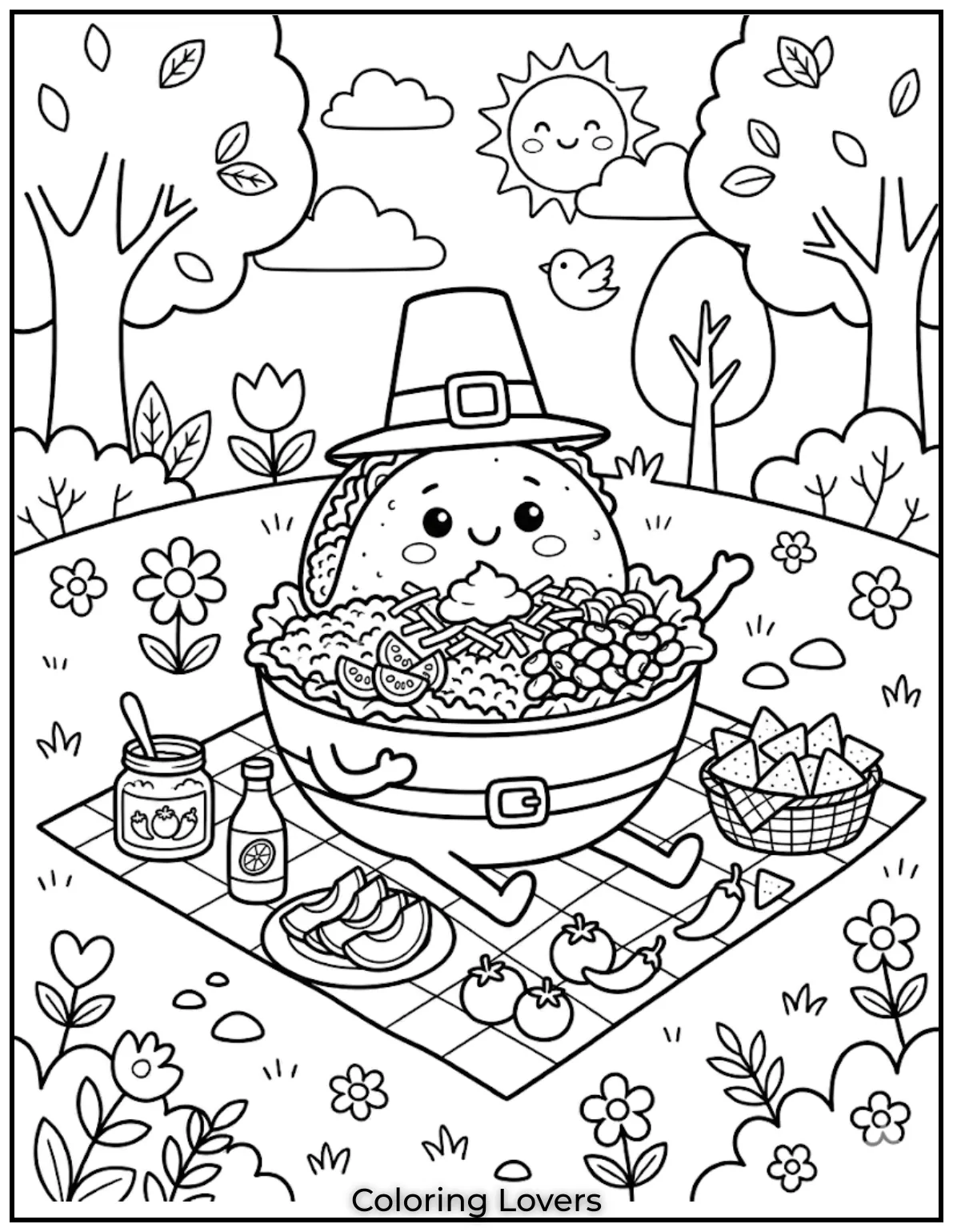 Taco Salad Bowl Coloring Pages 1