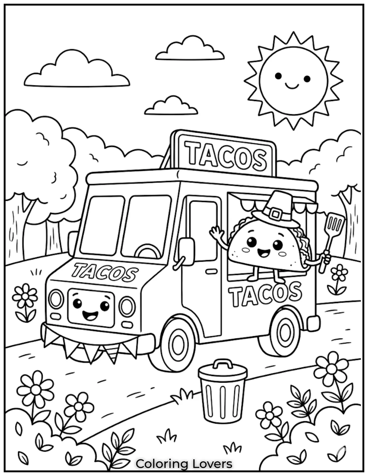 Taco Truck Coloring Pages 1