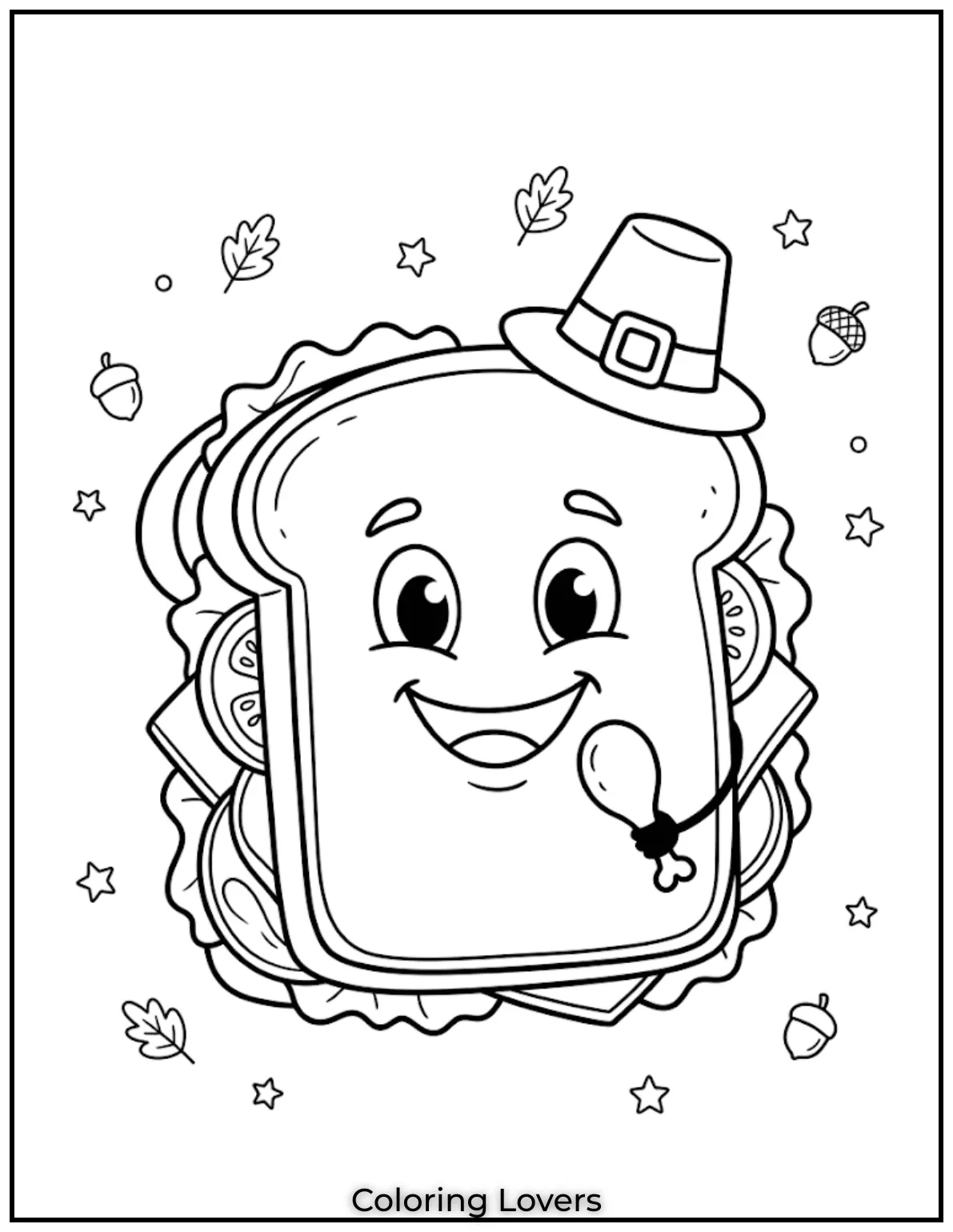 Funny sandwich characters smile constantly, making coloring activities feel lively, silly, and entertaining for children everywhere.