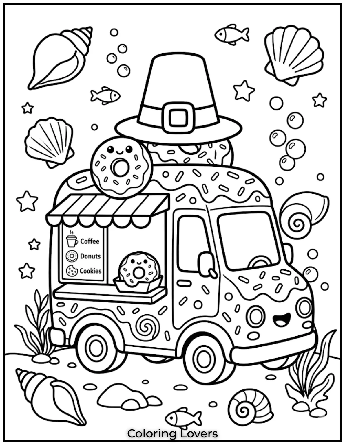 Donut Coloring Pages Kids Will Love Fun Cute Printables 14 Truck Donut Coloring Page