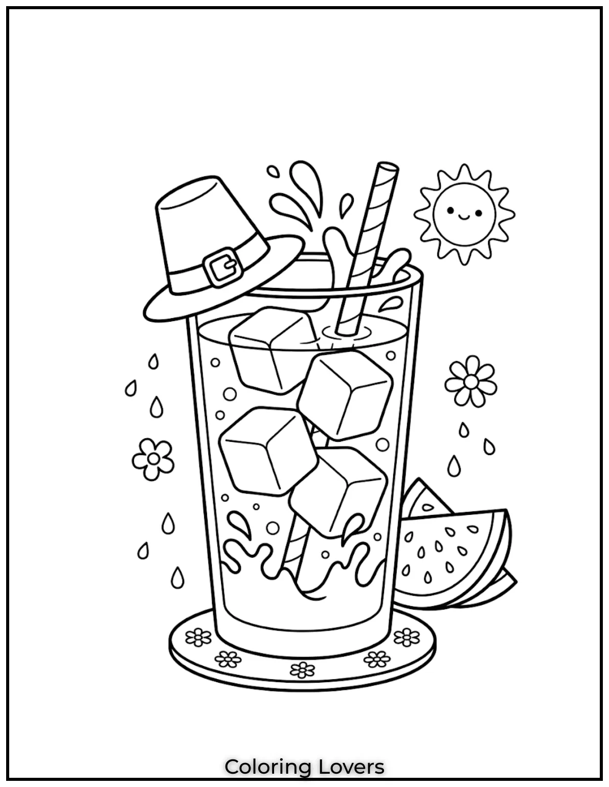 Watermelon Splash GlassJuicy watermelon drink with soft splash effects and ice cubes creating fun summer vibes art