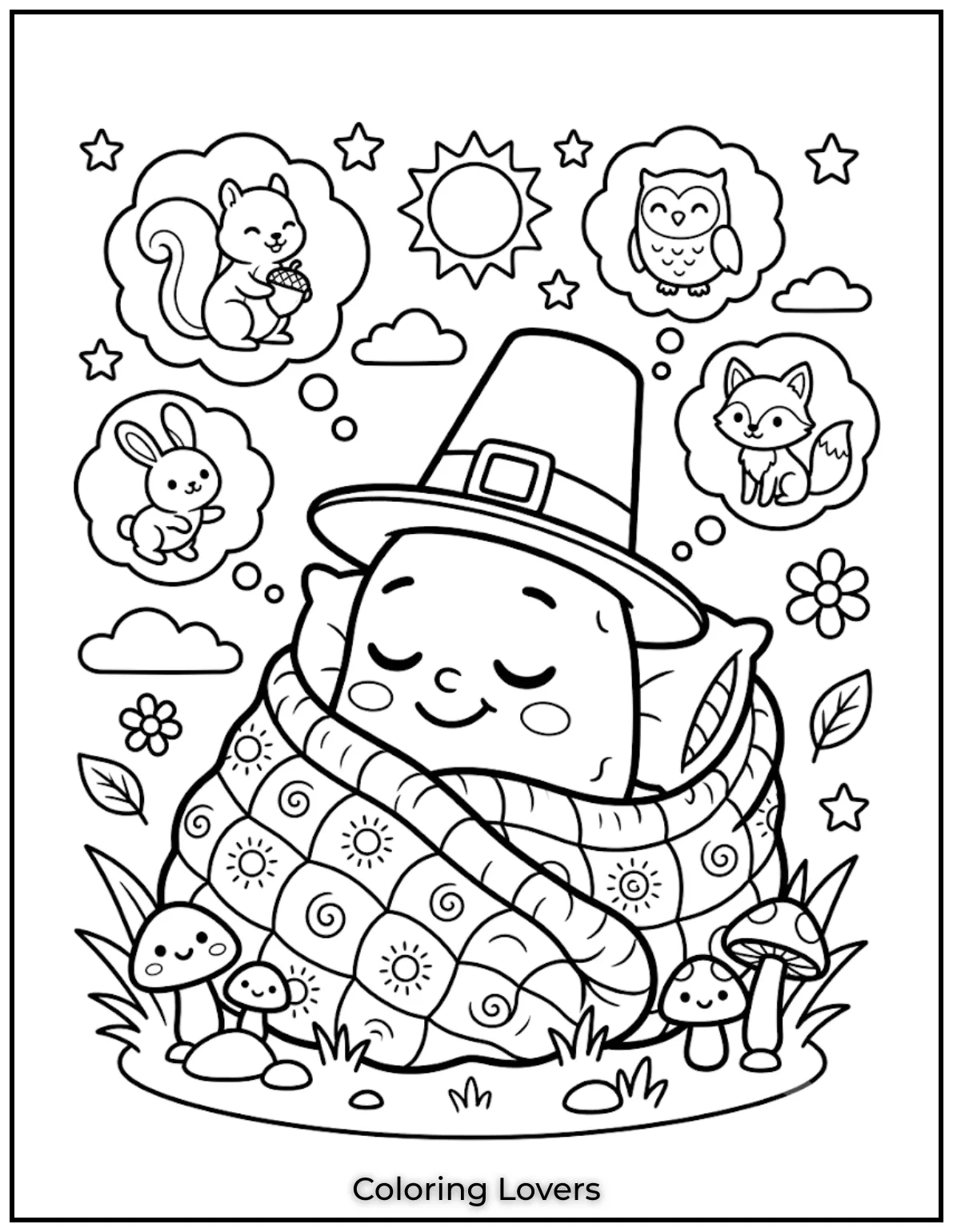 Free Potato Coloring Pages | The Cutest Printables for All 11 Color a sleepy Potato wrapped inside a soft blanket, dreaming peacefully with tiny stars floating above every night.
