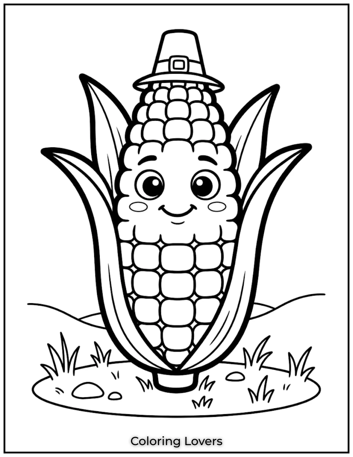 Fall in Love with These Adorable Corn Coloring Pages 10 A big corn coloring page gives children larger shapes, making coloring easier while improving confidence and creativity together.