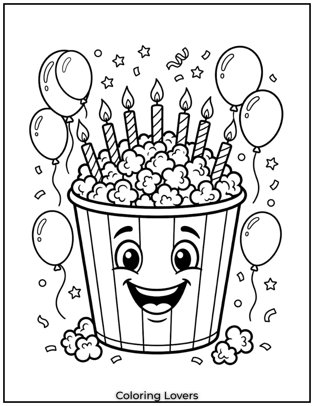 Super Cute Popcorn Coloring Pages Kids Love to Color 17 Birthday Popcorn Coloring Pages
