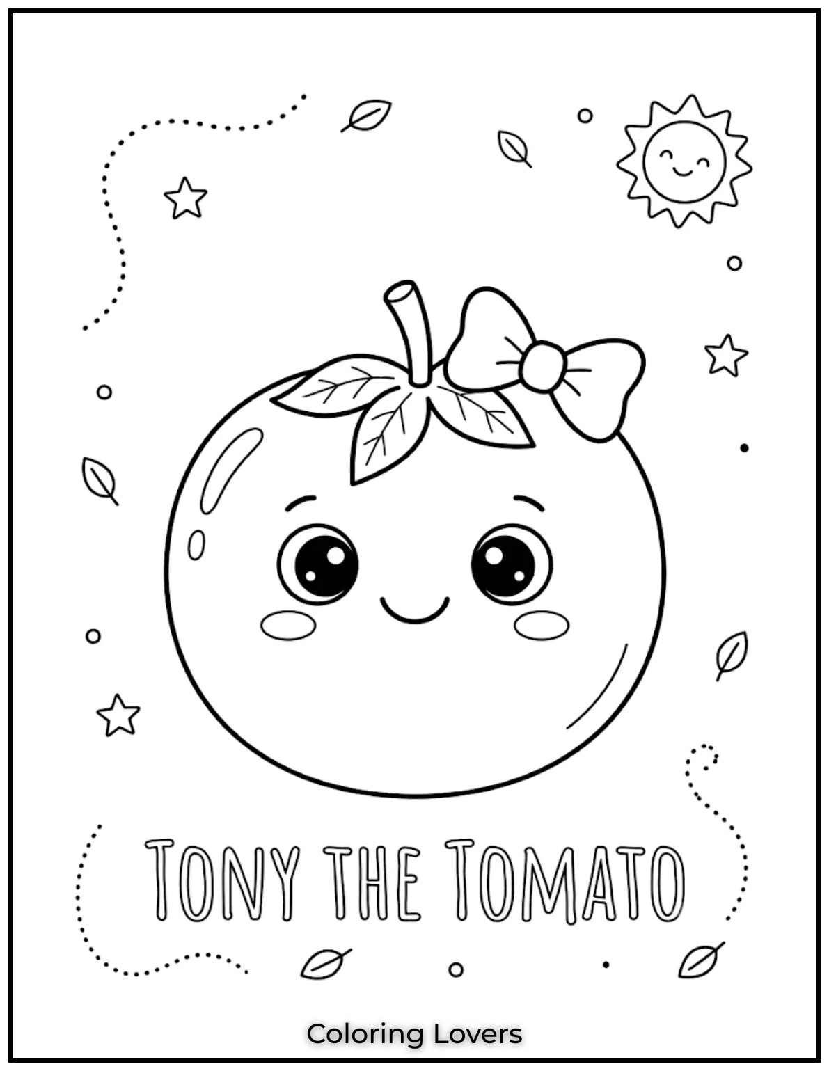 Amazing Tomato Coloring Pages Packed with Fun and Smiles 5 Bow Tomato Coloring Page
