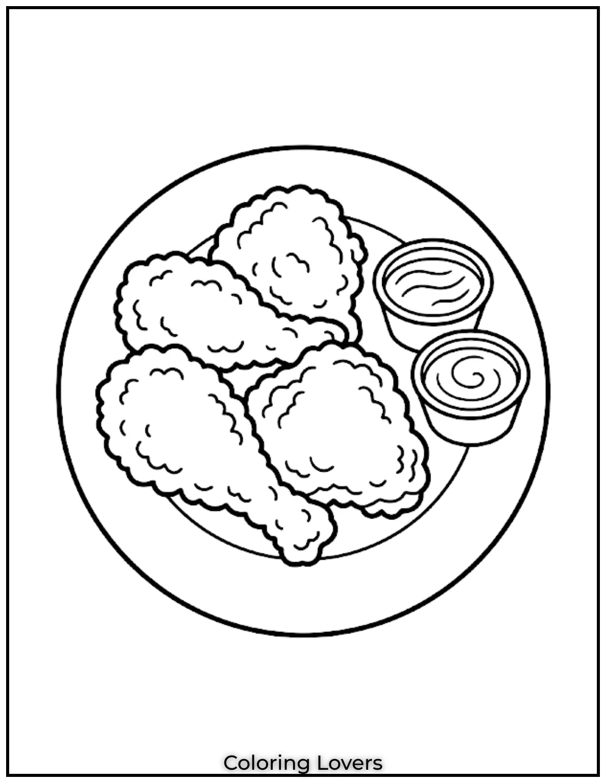 Fried Chicken Coloring Pages That Kids Absolutely Love! 19 Buttermilk Maryland fried chicken coloring pages feature juicy crispy chicken with dips and homestyle sides