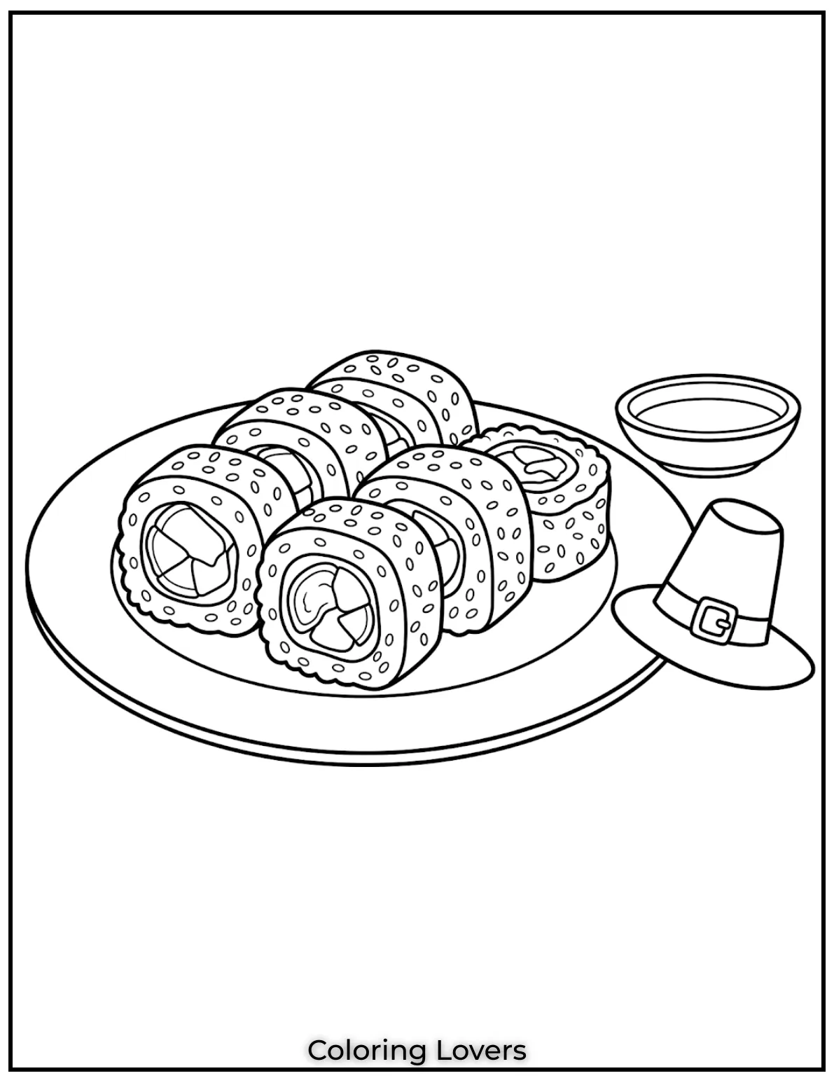 Cute Sushi Coloring Pages All Will Absolutely Love 9 This California sushi coloring page showcases delicious rolls that children can color with creativity.