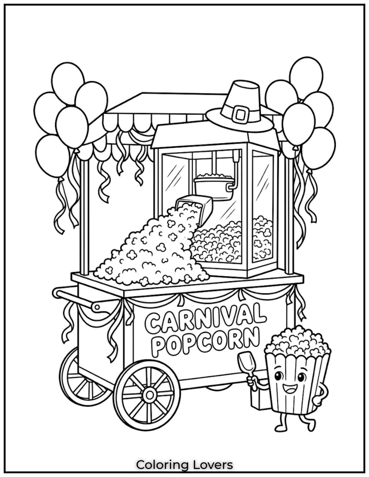 Super Cute Popcorn Coloring Pages Kids Love to Color 12 Carnival Popcorn Coloring Pages