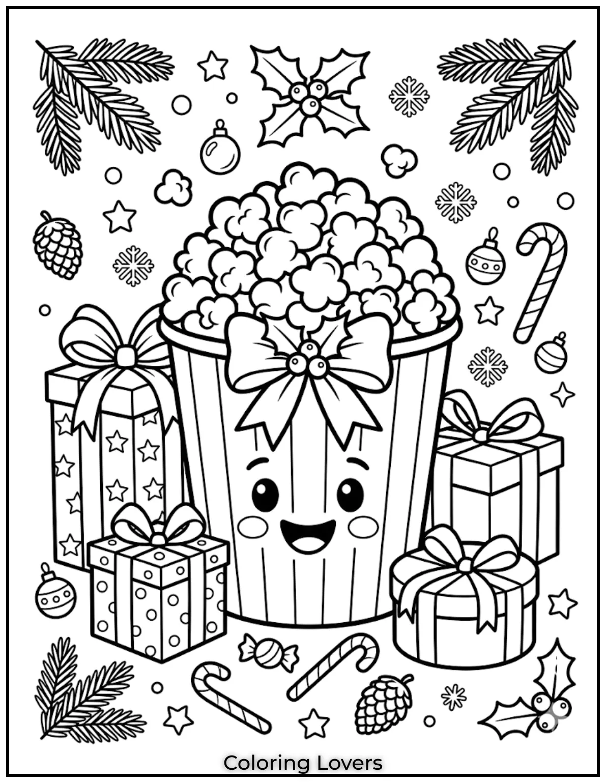 Super Cute Popcorn Coloring Pages Kids Love to Color 15 Christmas Popcorn Coloring Pages
