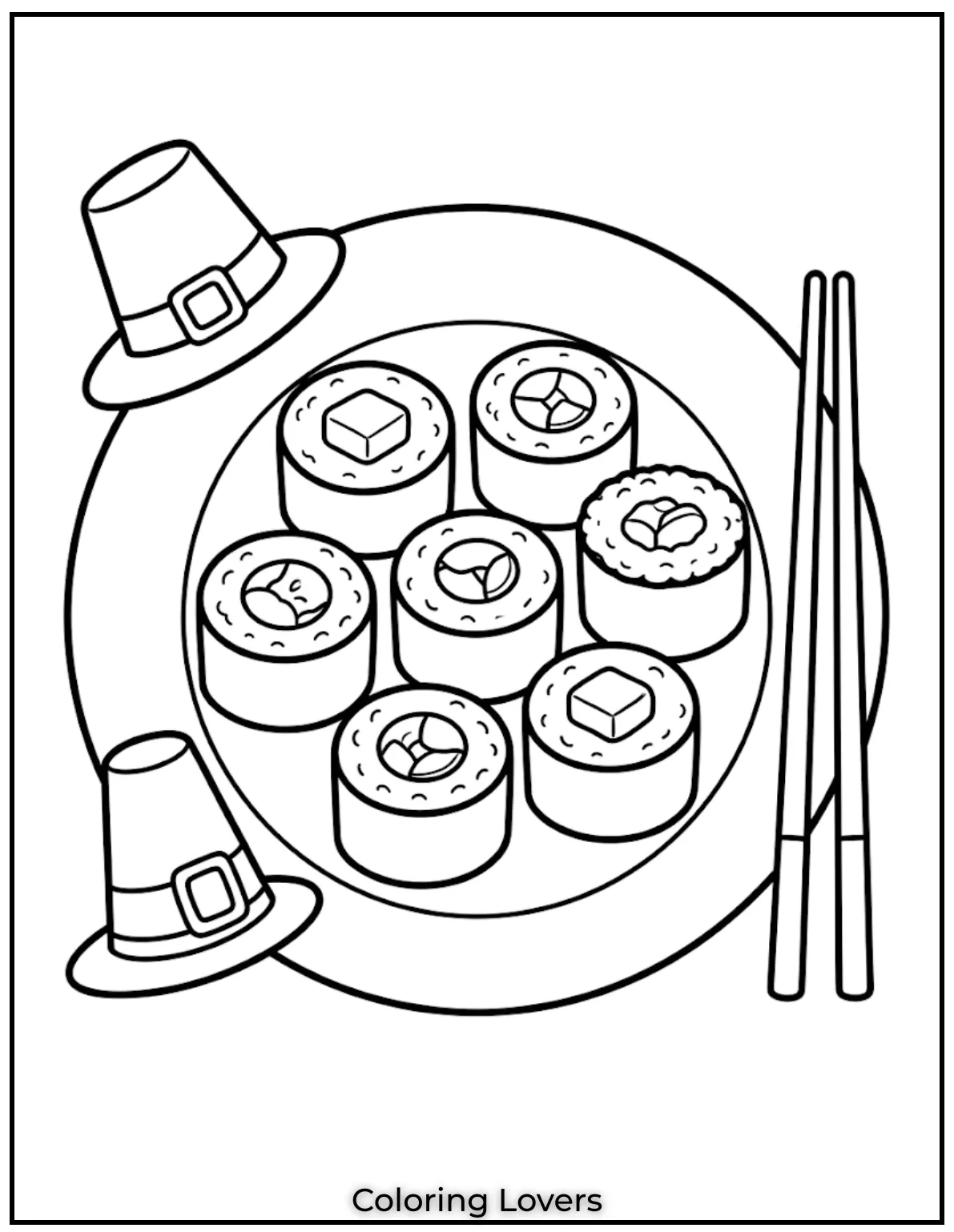 Cute Sushi Coloring Pages All Will Absolutely Love 11 This classic sushi coloring page offers timeless designs perfect for relaxing and creative fun.