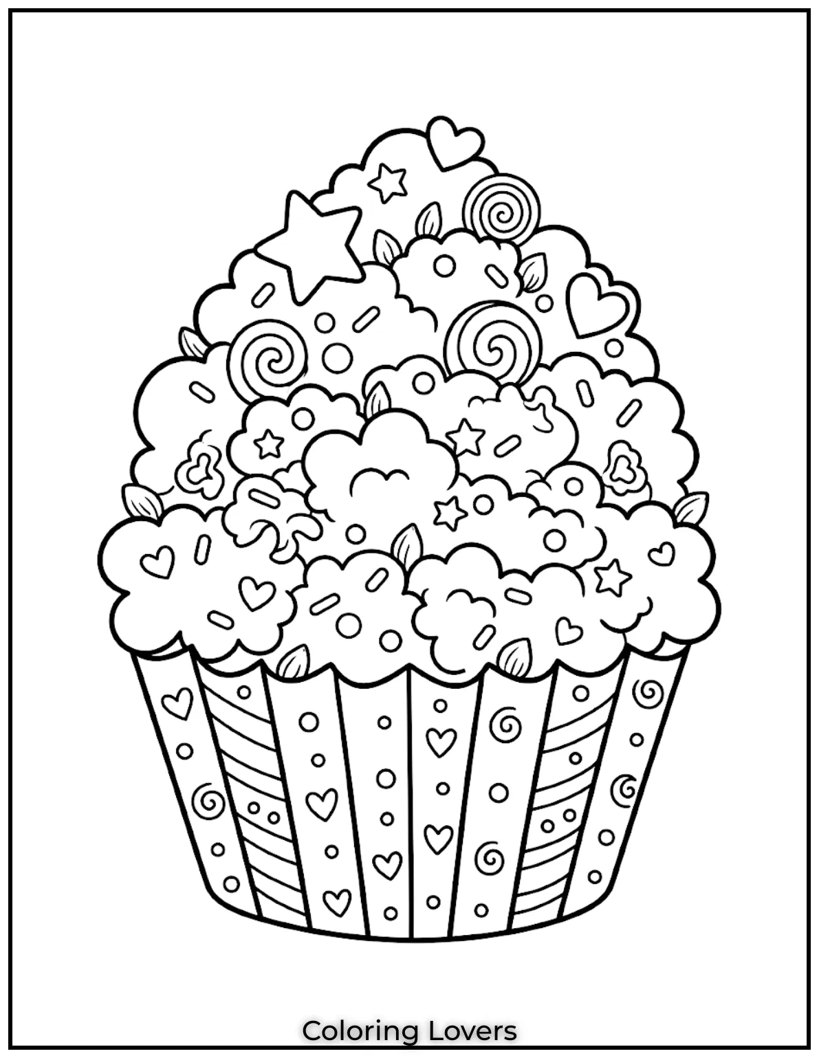 Super Cute Popcorn Coloring Pages Kids Love to Color 18 Cupcake Popcorn Coloring Pages