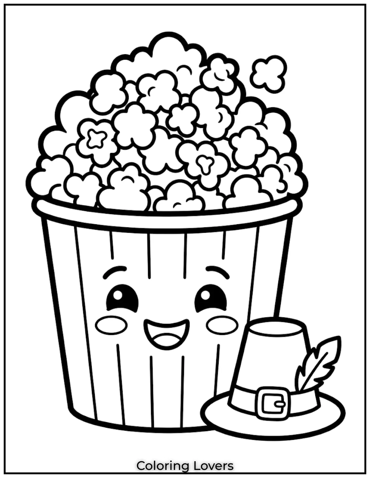 Super Cute Popcorn Coloring Pages Kids Love to Color 3 Cute Popcorn Coloring Pages