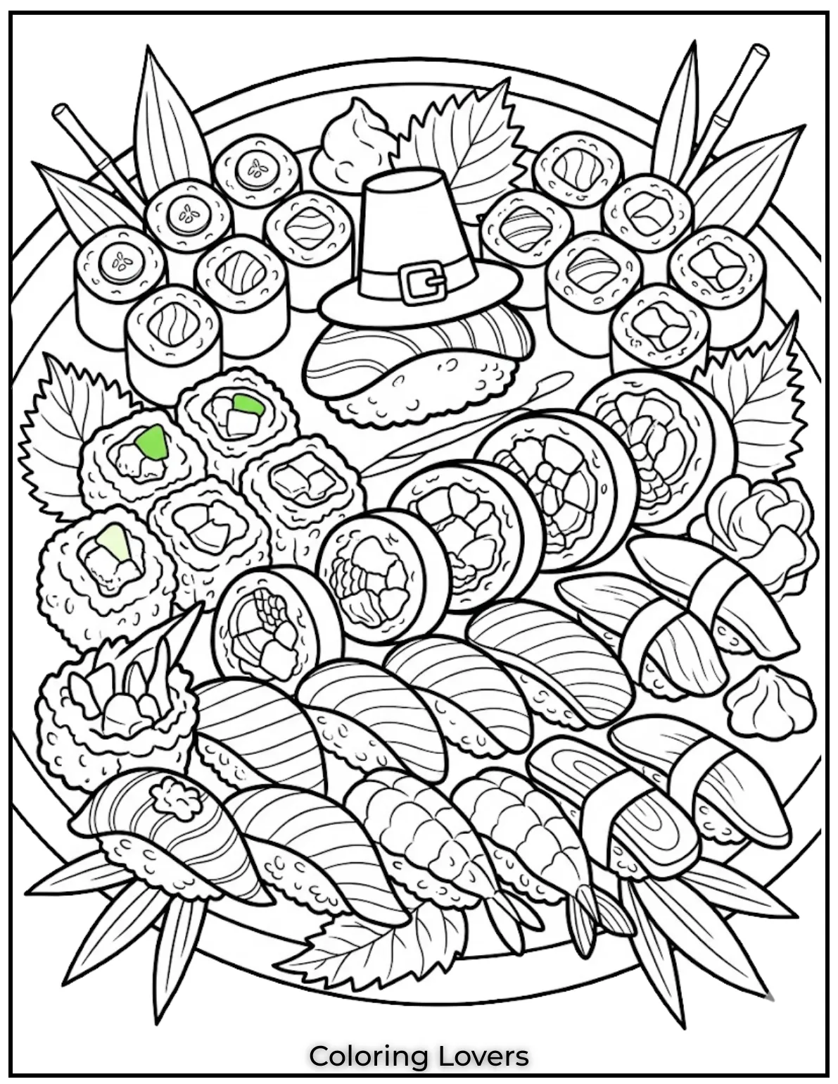 Cute Sushi Coloring Pages All Will Absolutely Love 16 This detailed sushi coloring page includes intricate elements that keep young artists engaged longer.