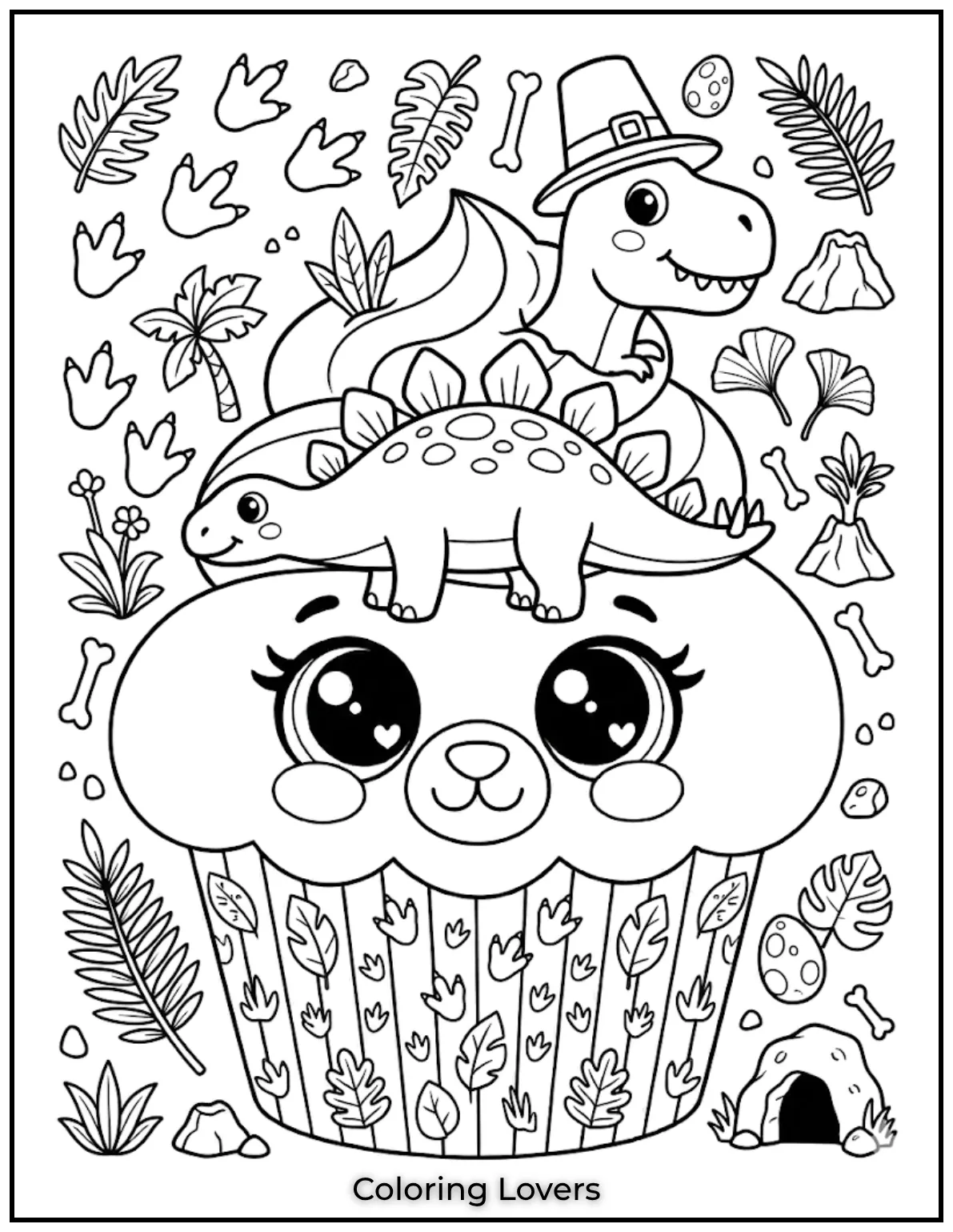 Surprising Cupcake Coloring Pages 12 Dinosaur Cupcake Coloring Page