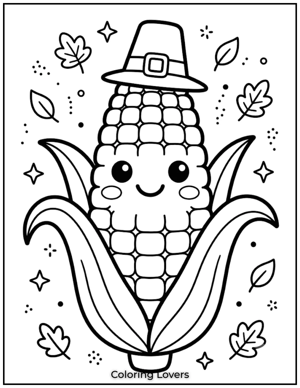 Fall in Love with These Adorable Corn Coloring Pages 9 This easy corn coloring page has bold outlines, simple kernels, and wide spaces for relaxing coloring fun daily.