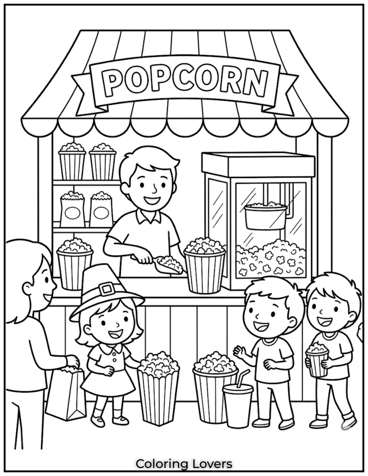 Super Cute Popcorn Coloring Pages Kids Love to Color 13 Fair Popcorn Coloring Pages