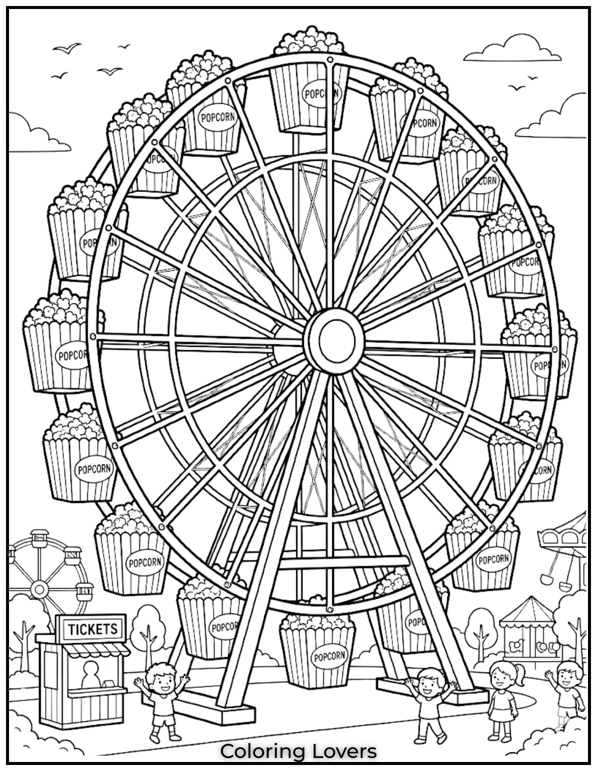 Super Cute Popcorn Coloring Pages Kids Love to Color 14 Ferris Popcorn Coloring Pages