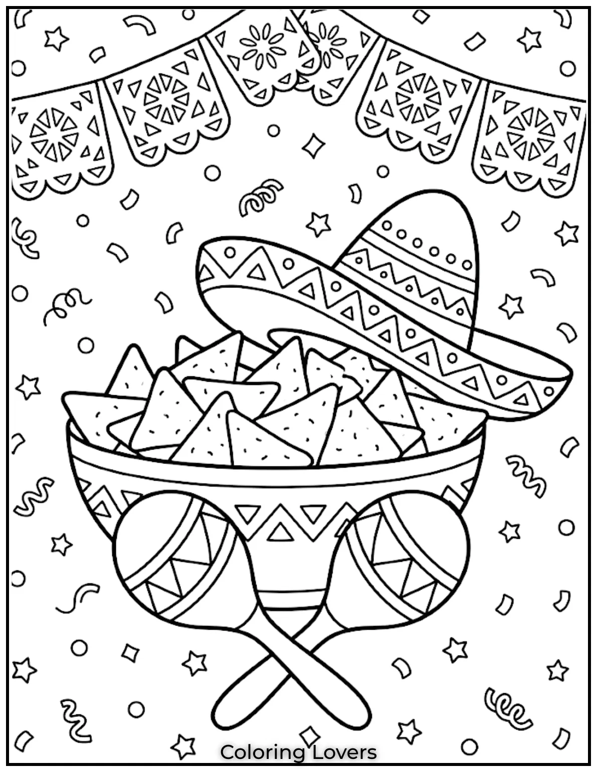 Fiesta Party Nachos Coloring Pages