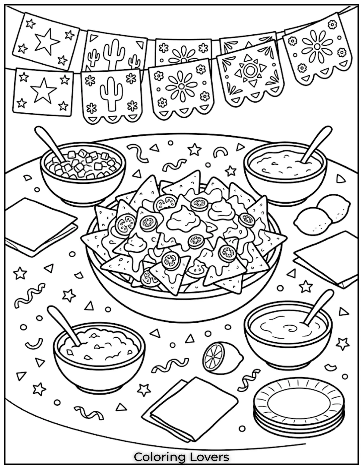 Fiesta Table Nachos Coloring Pages