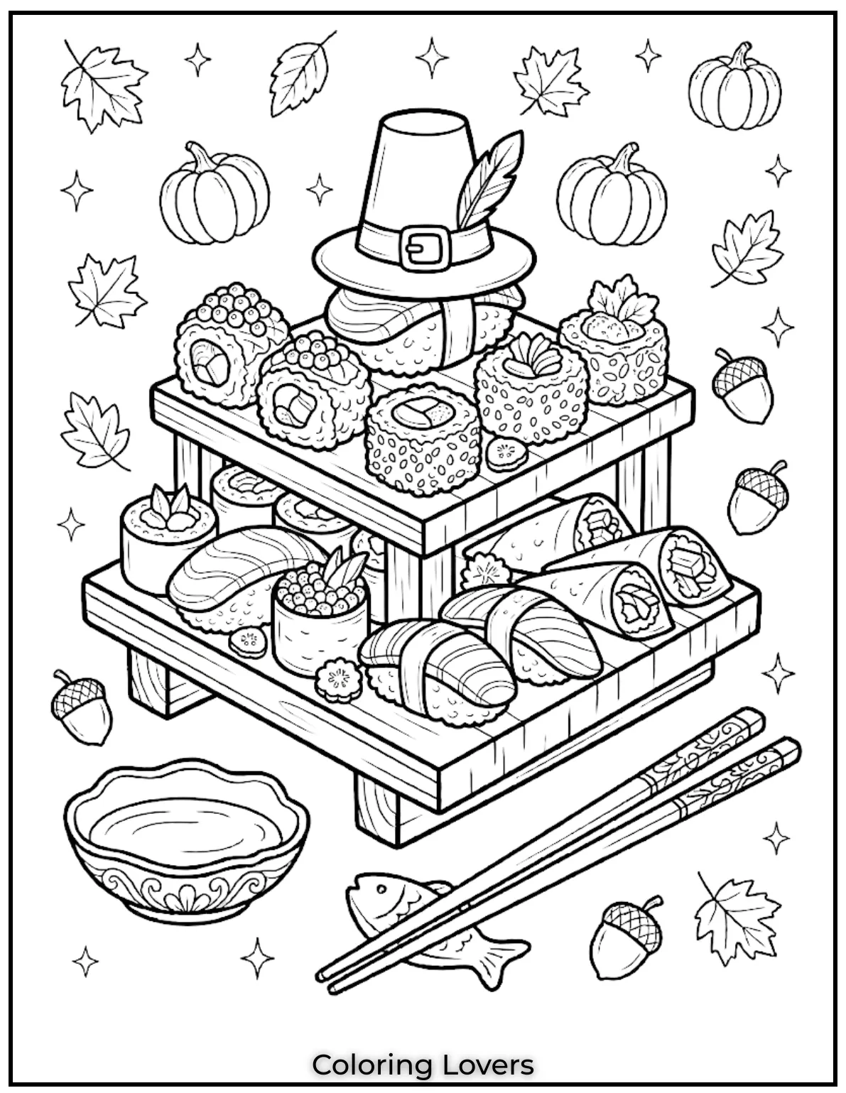 Cute Sushi Coloring Pages All Will Absolutely Love 29 Children can color decorative toppings throughout this garnished sushi coloring page with enjoyment.