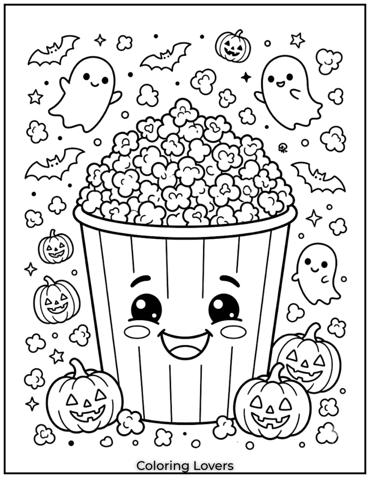 Super Cute Popcorn Coloring Pages Kids Love to Color 16 Halloween Popcorn Coloring Pages