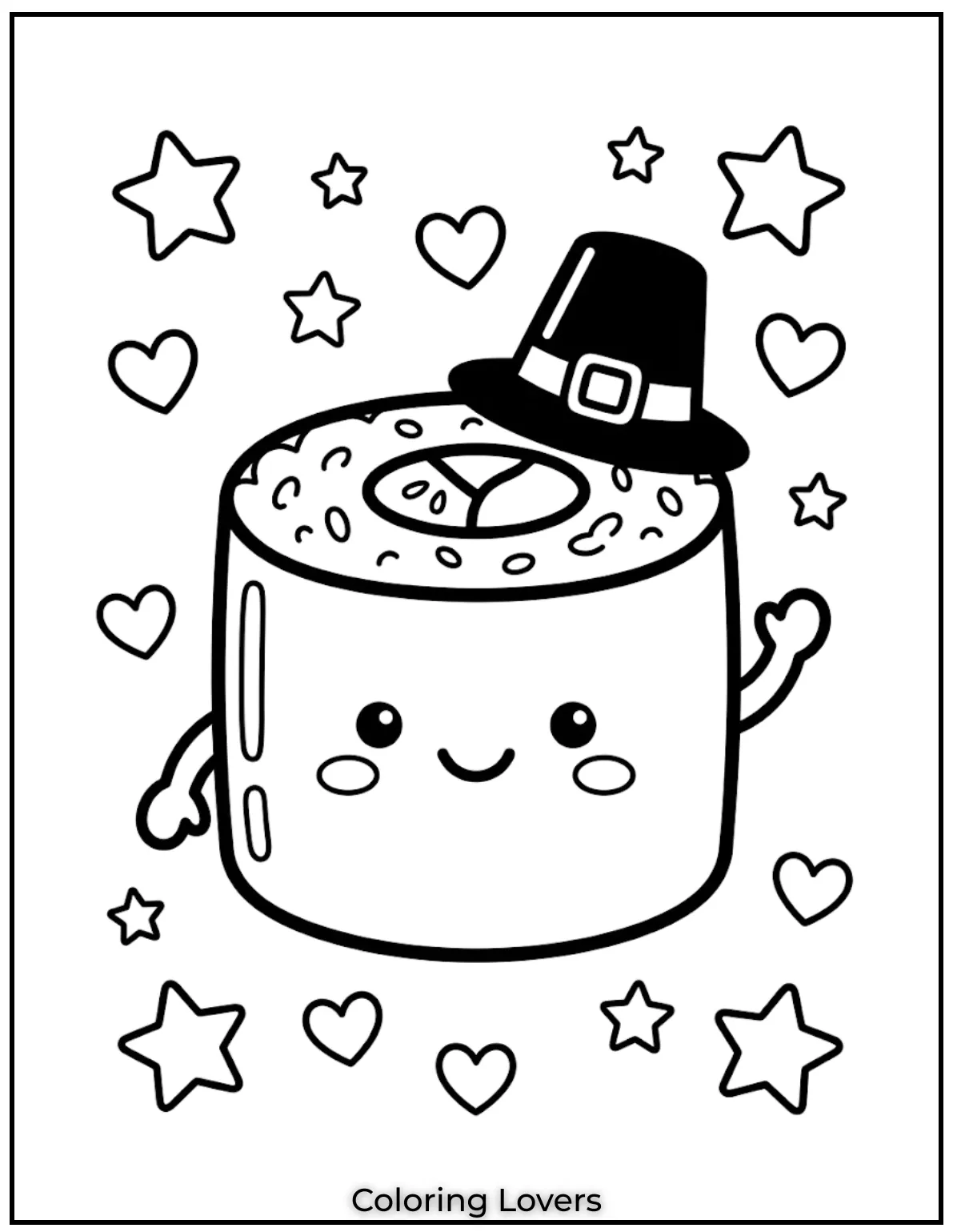 Cute Sushi Coloring Pages All Will Absolutely Love 4 Kids will enjoy this happy sushi coloring page filled with cheerful expressions and fun details.