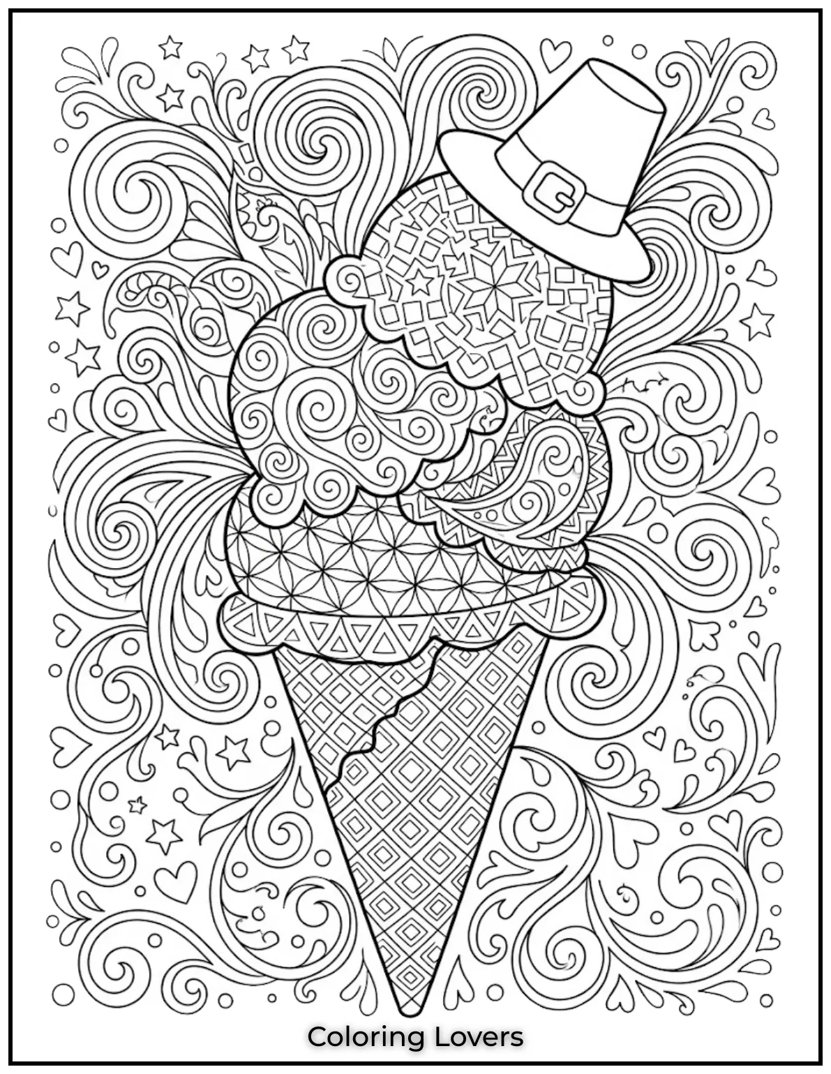 Ice Cream Coloring Pages: Sweet & Magical Fun 17 Intricate ice-cream patterns provide creative challenges while encouraging focus, relaxation, and artistic expression.