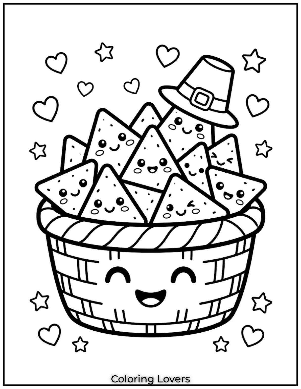 Kawaii Basket Nachos Coloring Pages