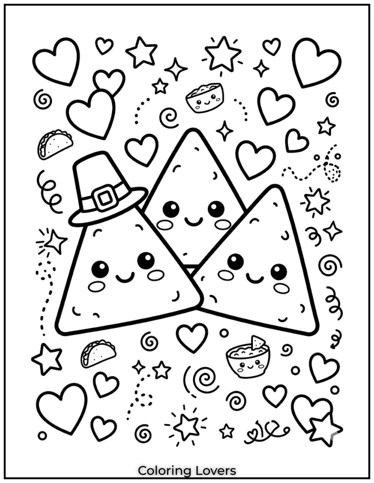 Kawaii Nachos Coloring Pages Friends
