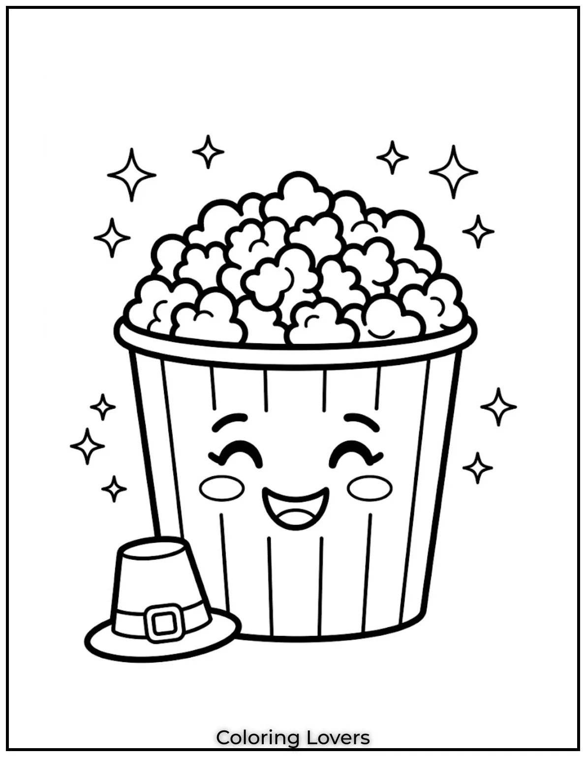 Super Cute Popcorn Coloring Pages Kids Love to Color 5 Kawaii Popcorn Coloring Pages