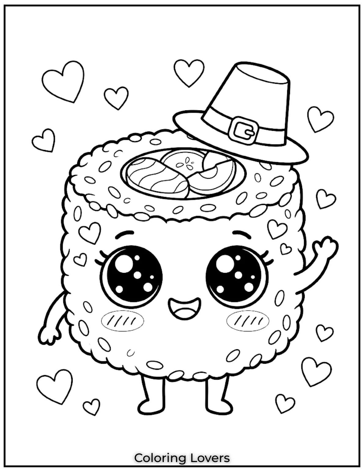 Cute Sushi Coloring Pages All Will Absolutely Love 6 A kawaii sushi coloring page combines cute characters with simple designs children love coloring.