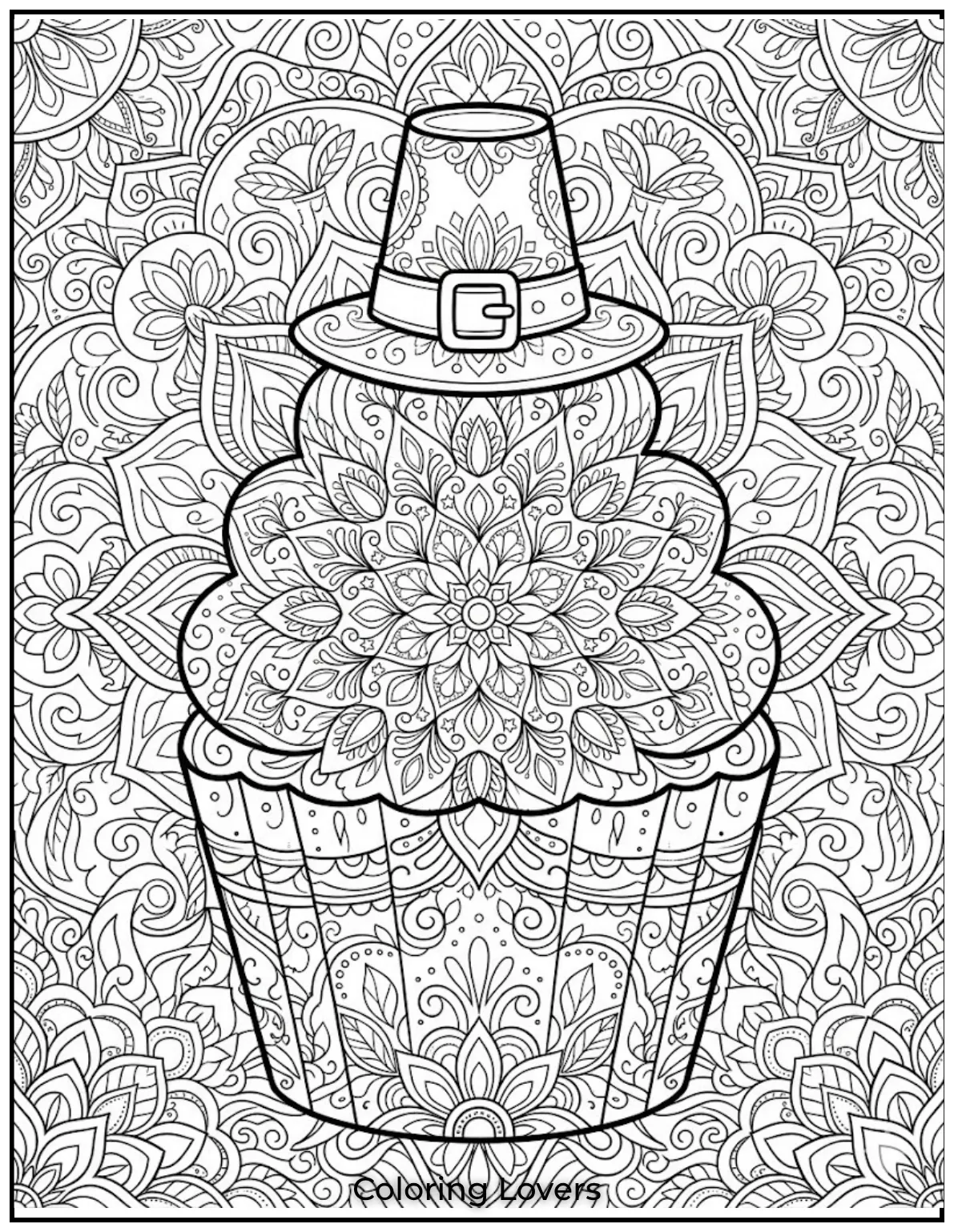 Surprising Cupcake Coloring Pages 16 Mandala cupcake coloring page combines intricate symmetry designs with detailed cupcake illustration elements.