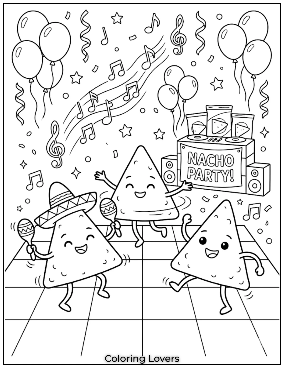 Party Nachos Coloring Pages Fun