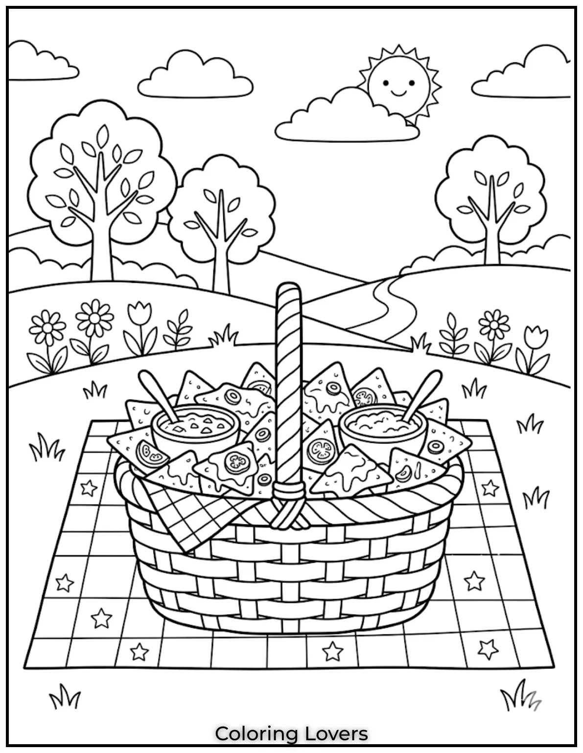 Picnic Basket Nachos Coloring Pages