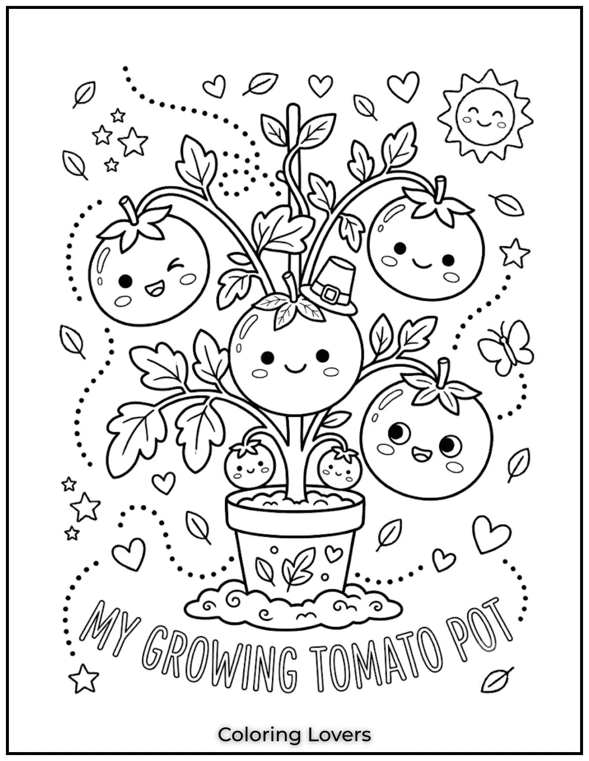 Amazing Tomato Coloring Pages Packed with Fun and Smiles 9 Potted Tomato Coloring Page
