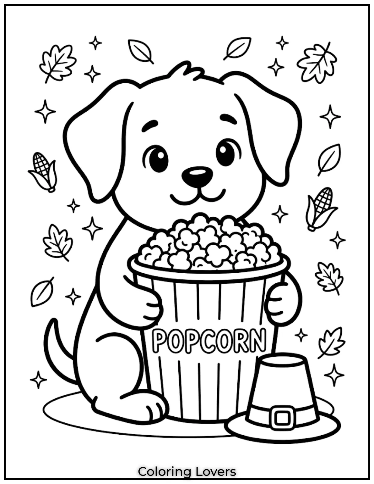 Super Cute Popcorn Coloring Pages Kids Love to Color 7 Puppy Popcorn Coloring Pages