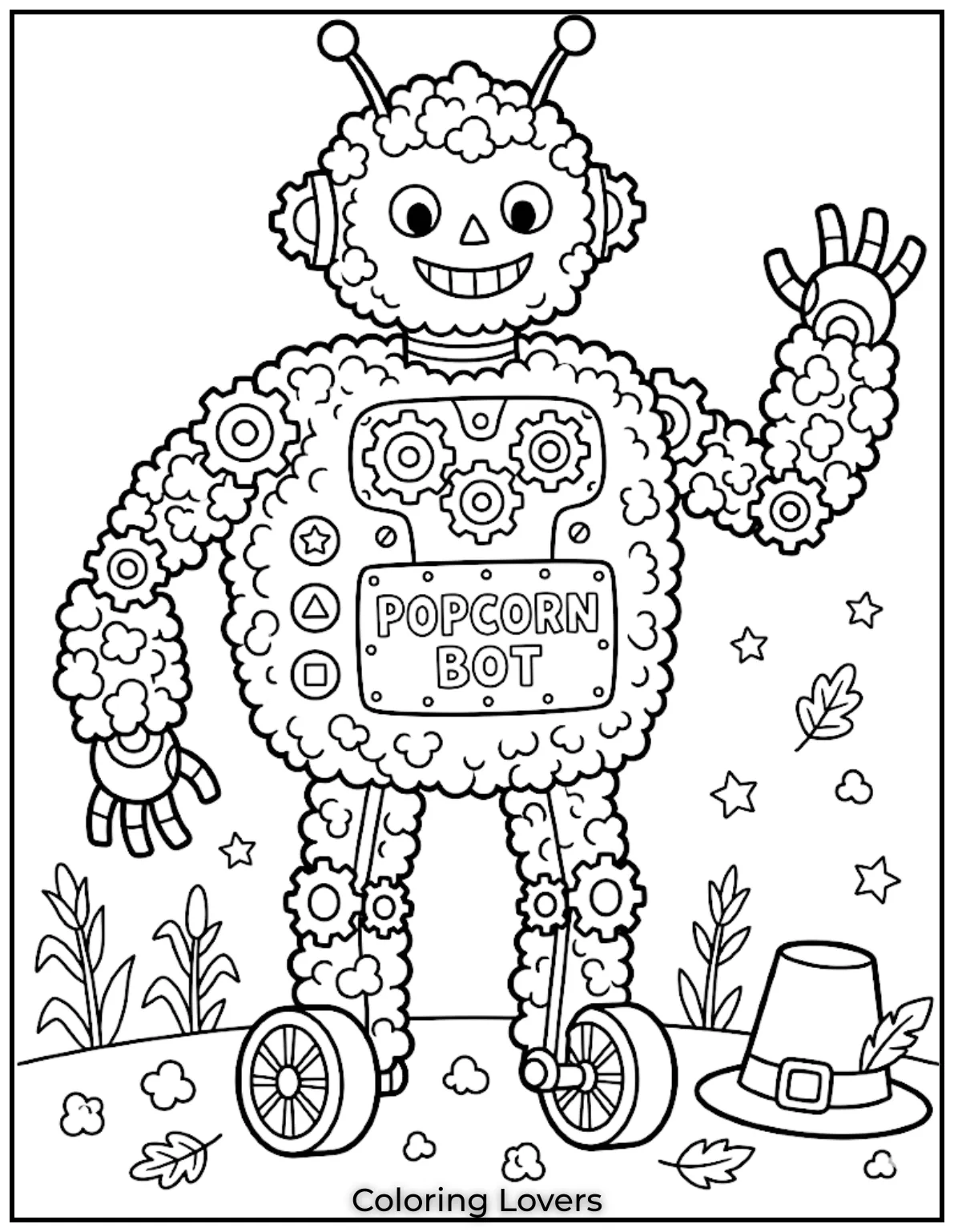 Super Cute Popcorn Coloring Pages Kids Love to Color 8 Robot Popcorn Coloring Pages