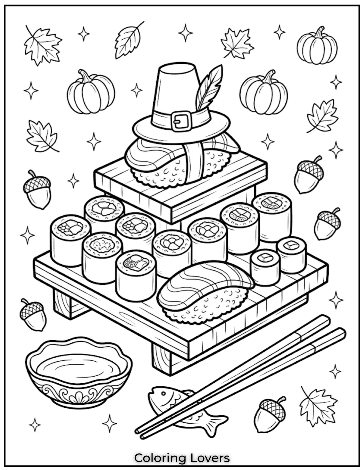 Cute Sushi Coloring Pages All Will Absolutely Love 24 This salmon sushi coloring page features recognizable ingredients and plenty of artistic possibilities.