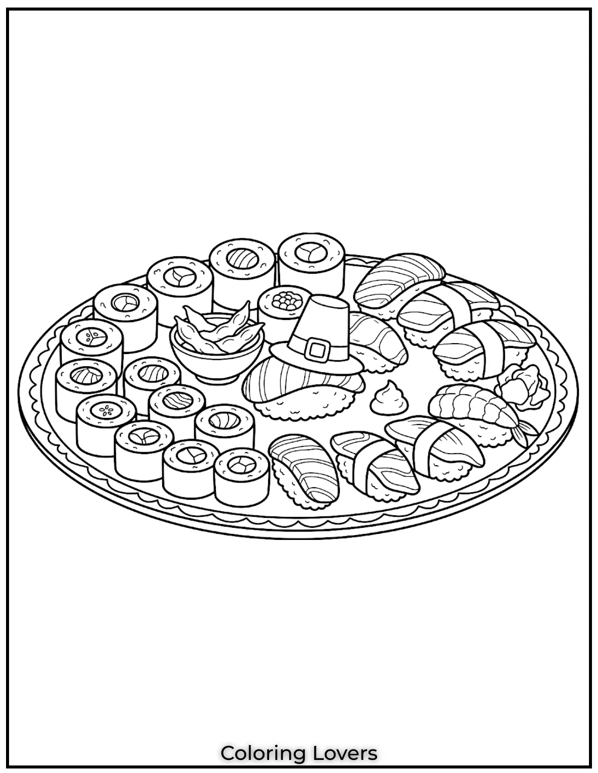 Cute Sushi Coloring Pages All Will Absolutely Love 18 Children can explore seafood varieties through this fun seafood sushi coloring page activity.