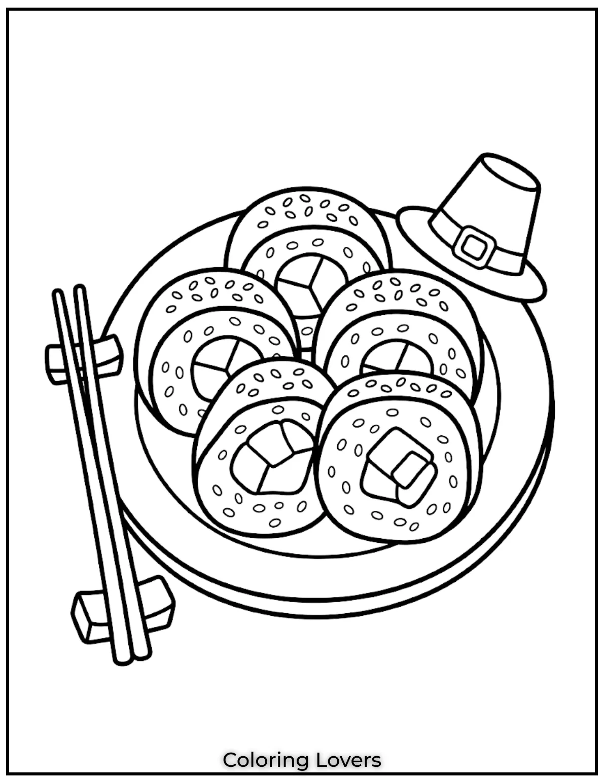 Cute Sushi Coloring Pages All Will Absolutely Love 13 Children can carefully color tiny details throughout this sesame sushi coloring page with ease.