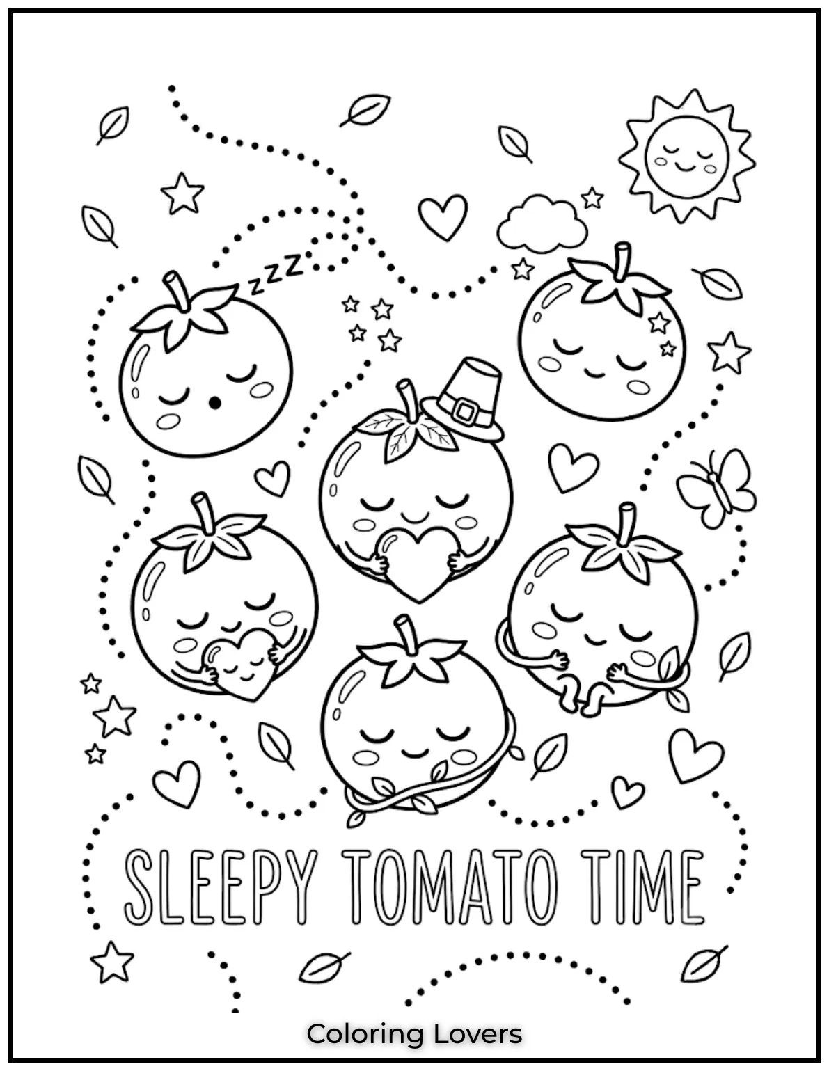 Amazing Tomato Coloring Pages Packed with Fun and Smiles 8 Sleeping Tomato Coloring Page