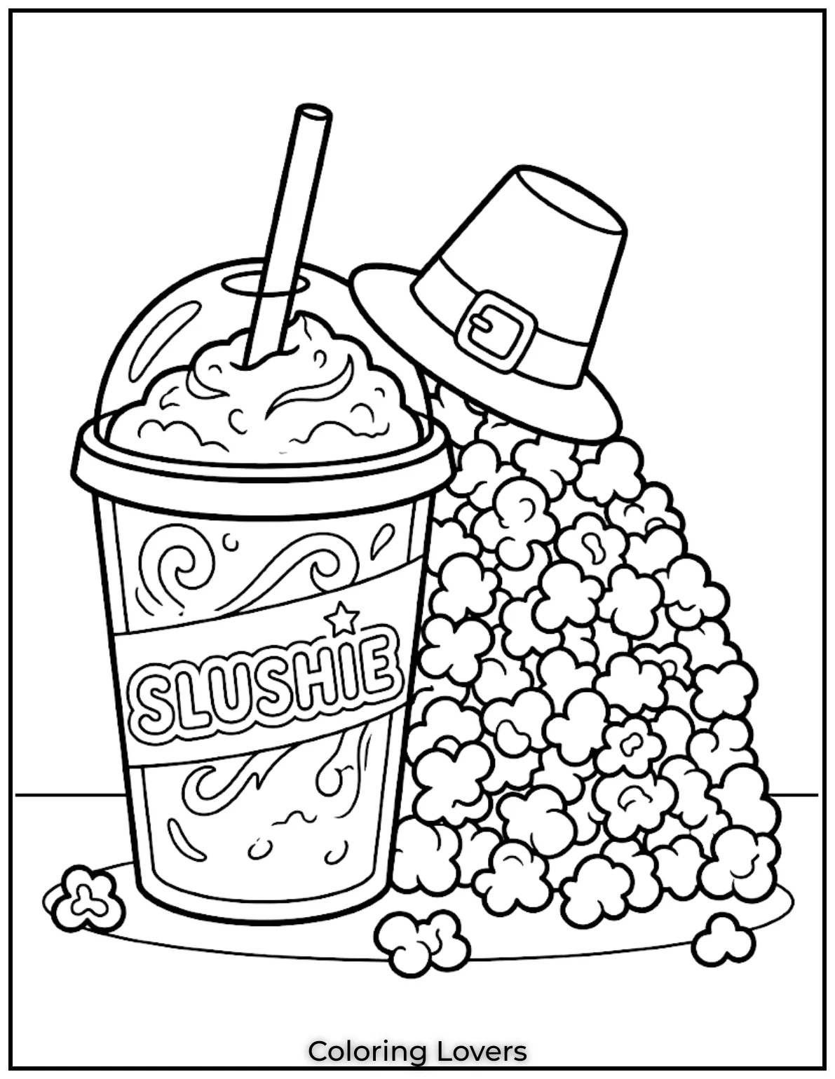 Super Cute Popcorn Coloring Pages Kids Love to Color 10 Slushie Popcorn Coloring Pages