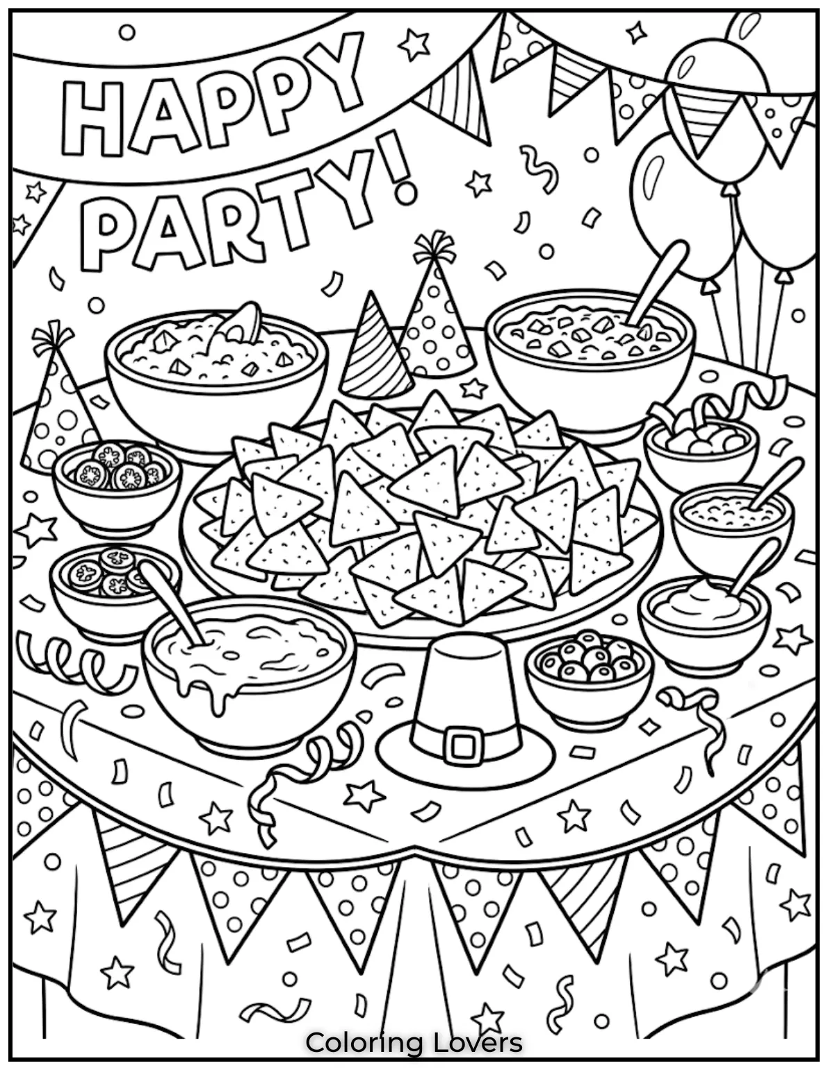 Snack Nachos Coloring Pages Table